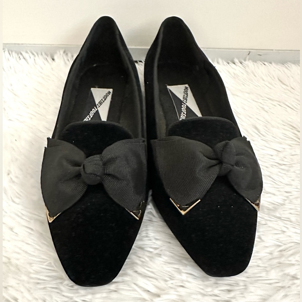 NWOT-Black Velvet Bow Loafers Sz 9.5